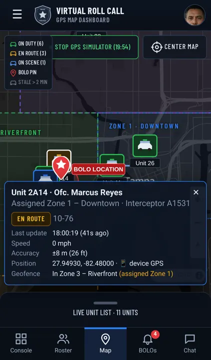 Unit popup on a phone