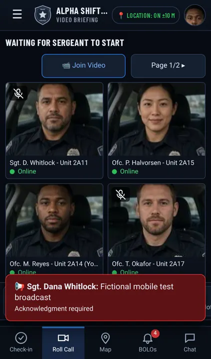 Video roll call on a phone