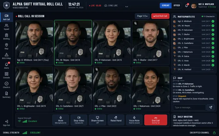 Virtual Roll Call live video roll call grid